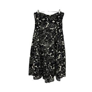 The Limited Event Dress Womens 6 Floral Tiered Strapless Black White Party